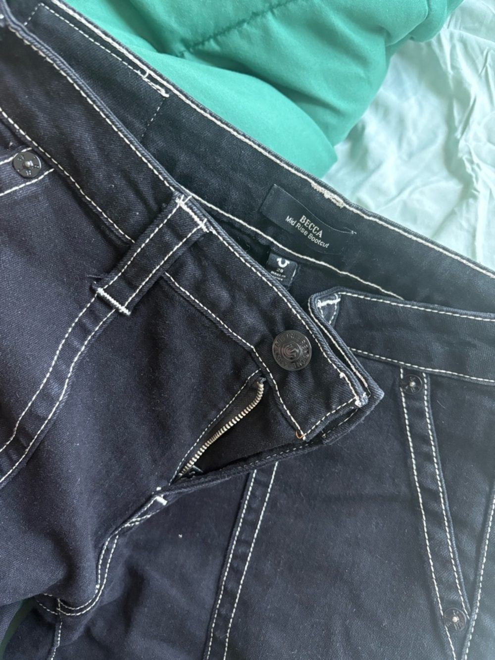 True Religion Black Jeans with White Contrast Stitching - Picture 4 of 4